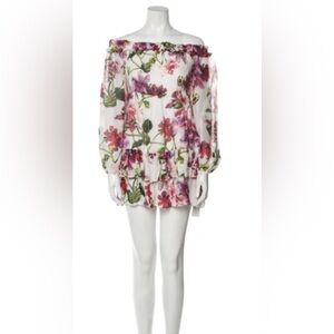 INTERMIX Knightly Floral Off The Shoulder Ruffle Mini Dress